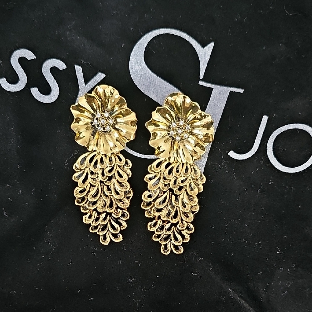 Sassy Jones Gold Floral Drop Earrings